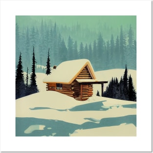 Snowy Cabin Posters and Art